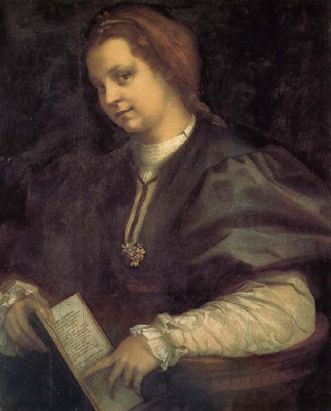 Andrea del Sarto Take the book portrait of woman